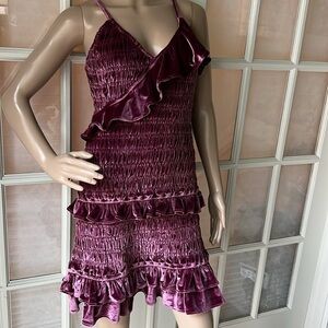 CHLOE Oliver NWT Velvet Ruffle Tank Dress Layers Smocking Size Small Stretch